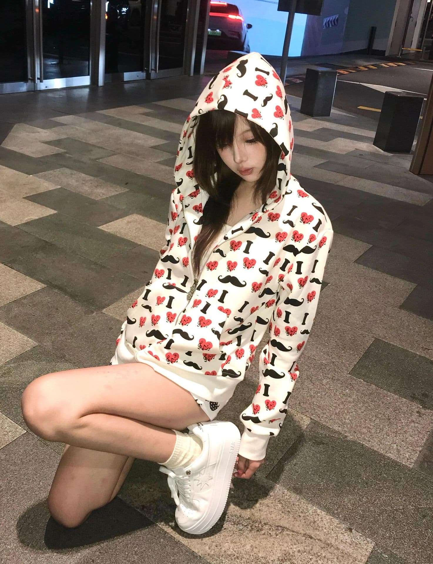 얇은 스타일 백금 지퍼 인사이드 펌프 복합 순수한 Mianhua 면 복합 후드티 여성 이미지 2