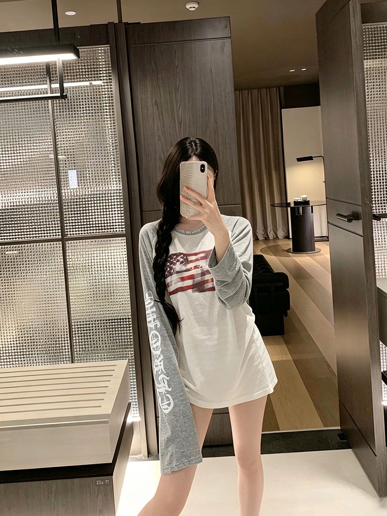 원본 솜씨 19 지점 220 그램 순면 긴팔 티셔츠 여성