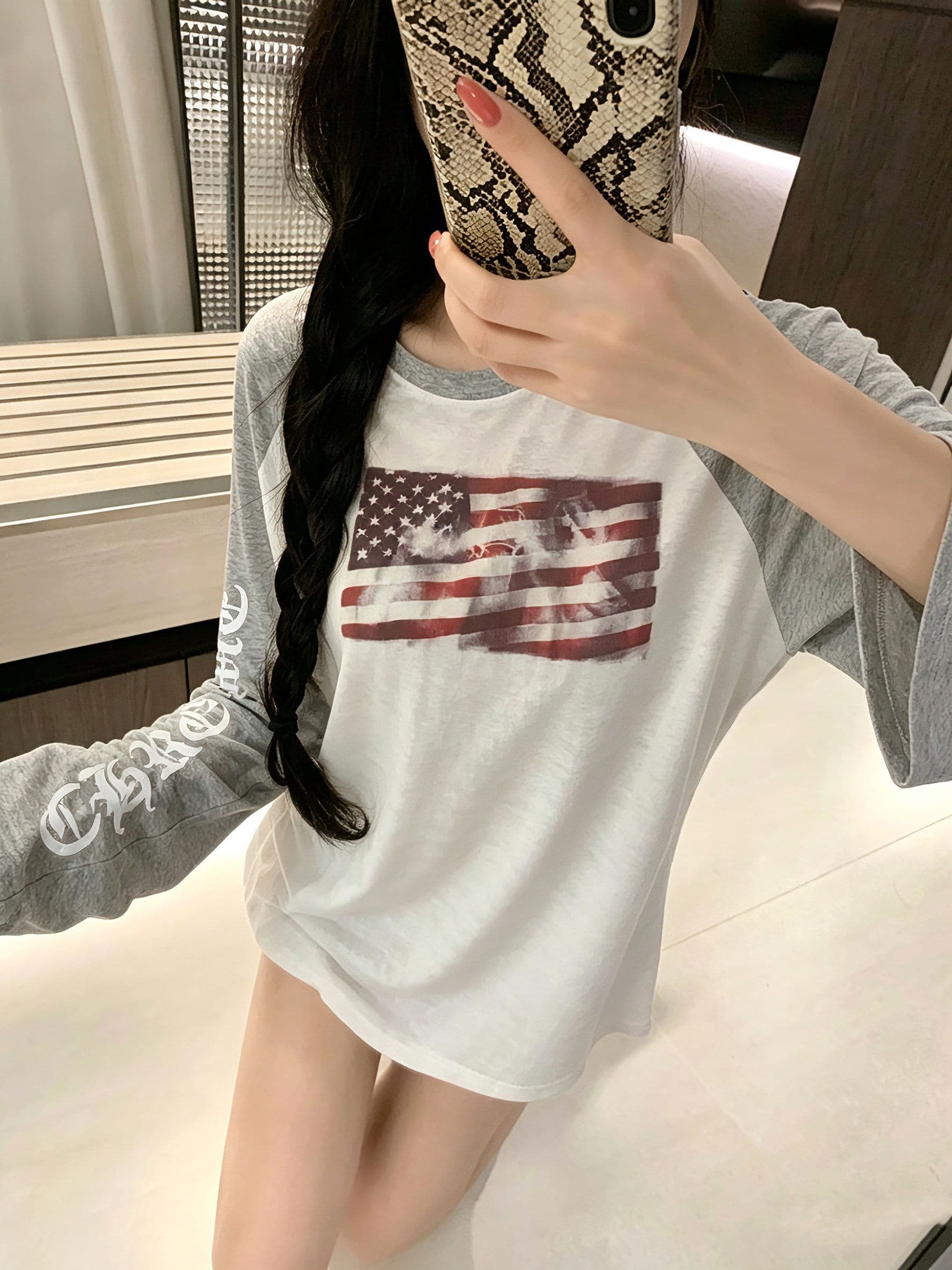 원본 솜씨 19 지점 220 그램 순면 긴팔 티셔츠 여성 이미지 4