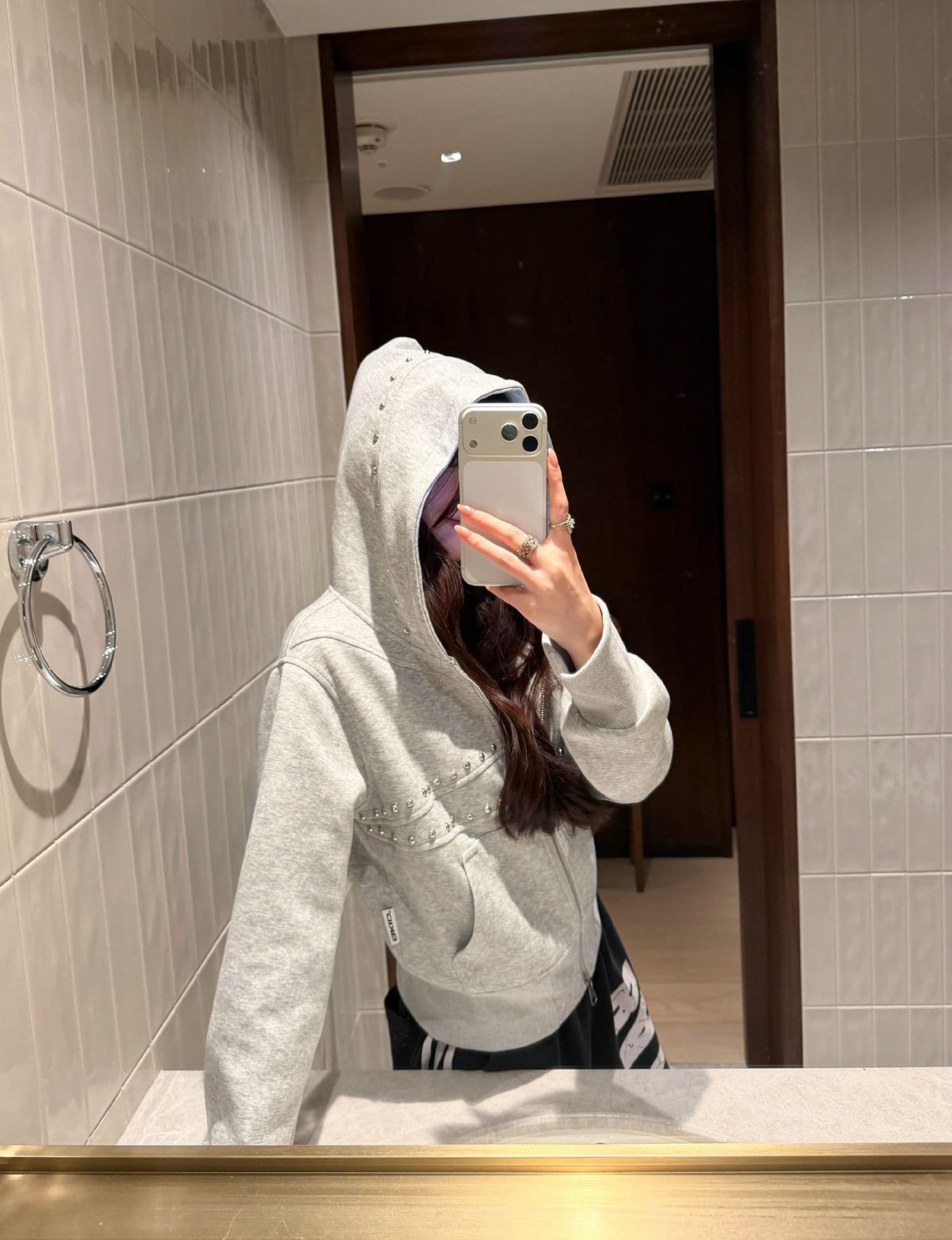 얇은 스타일 백금 지퍼 징 이후 패키지 칼라 순수한 Mianhua 면 복합 후드티 여성 상세 이미지 7