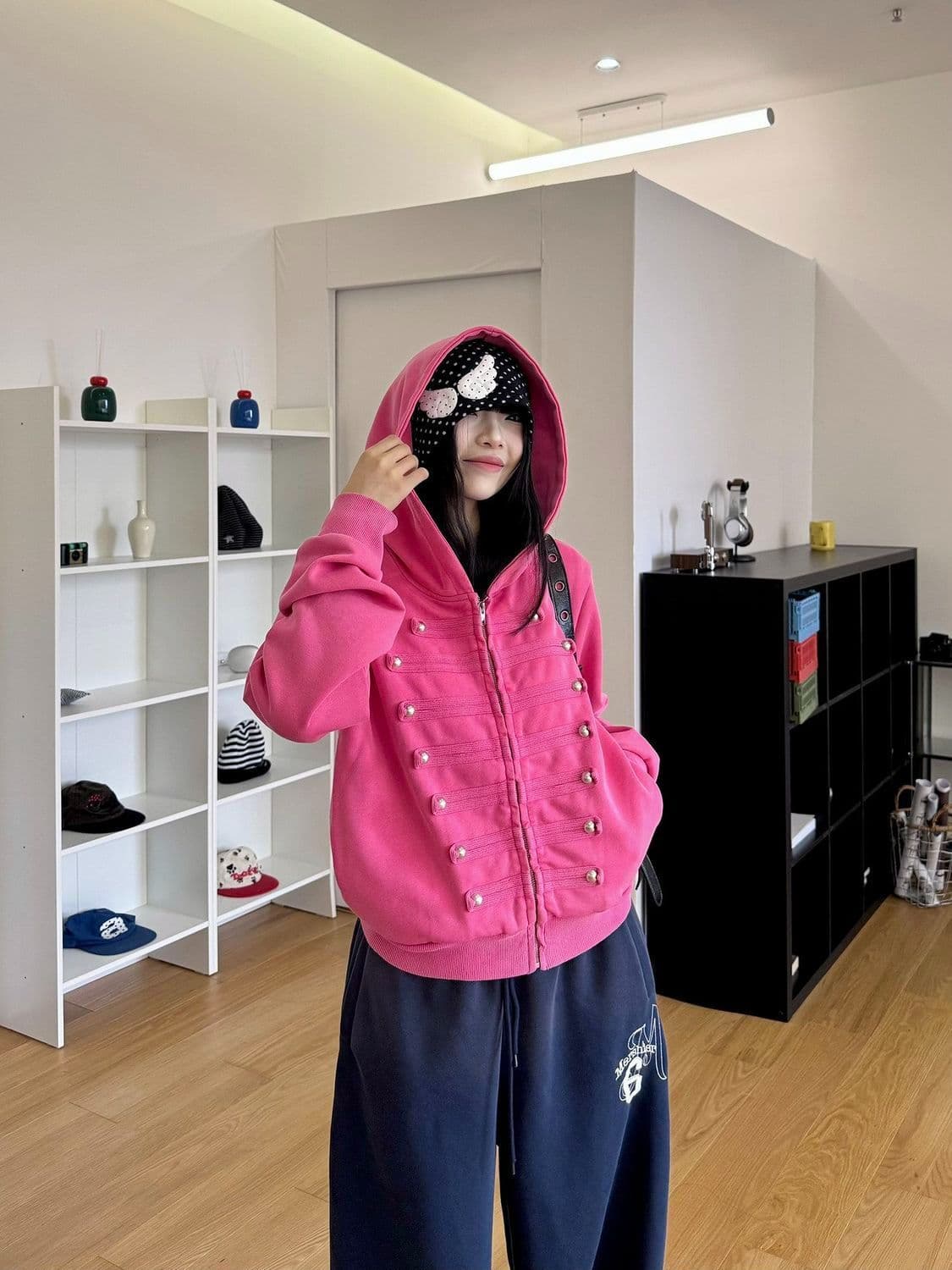 워싱 마 오래된 아메리칸 디자인 센스 나폴레옹 워싱 후드 오픈 가디건 후드티 봄 가을 루즈핏 캐주얼 모자 셔츠 상세 이미지 7
