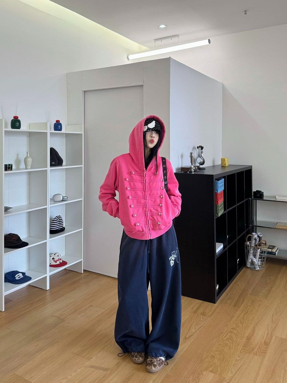 워싱 마 오래된 아메리칸 디자인 센스 나폴레옹 워싱 후드 오픈 가디건 후드티 봄 가을 루즈핏 캐주얼 모자 셔츠 상세 이미지 10