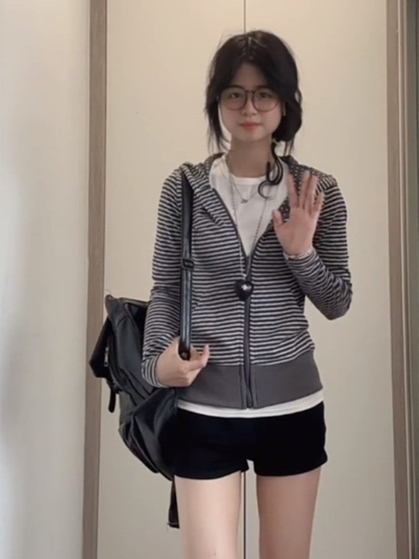원본 것 스트라이프 오픈 가디건 후드티 여성 봄 가을 디자인 센스 몸매 가꾸기 슬림해 보이는 아메리칸 핫걸 상세 이미지 4