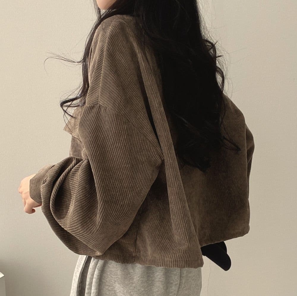 한국 chic 봄 가을 프랑스식 레트로 다용도 단추 폴로 칼라 쇼트 스타일 코듀로이 셔츠 긴팔 여성 코트 펌프 로프 상세 이미지 26