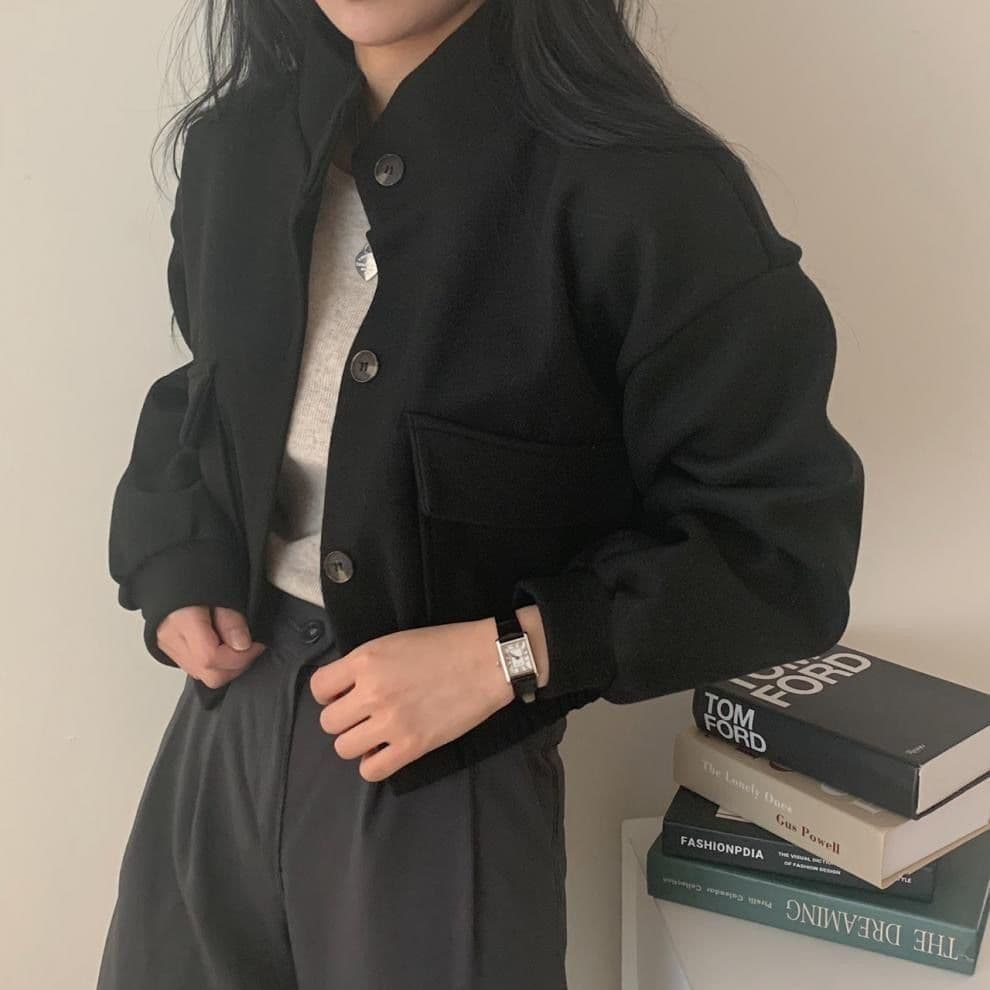 인터넷 유명인 차가운 잘 생긴 한국 스타일 가을 겨울 새로운 스탠드 칼라 작은 대중 쇼트 스타일 느긋한 바람 루즈핏 캐주얼 모직 모직 여성 코트 상세 이미지 27