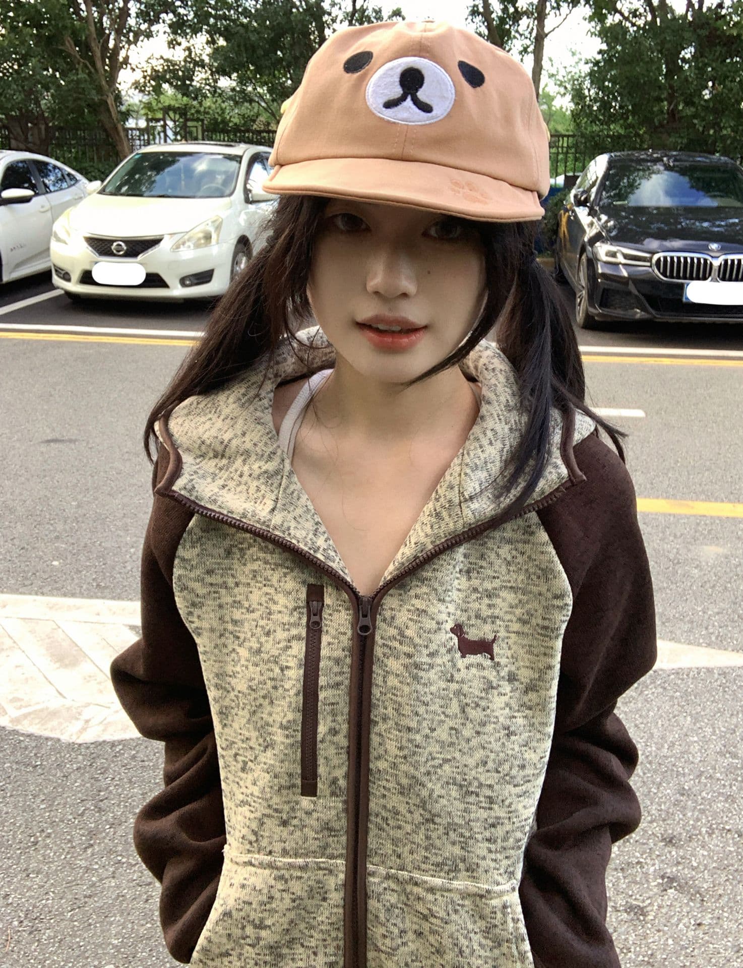 플리스 섹션 자수 원본 솜씨 광저우 원본 원단 후드티 여성 이미지 2