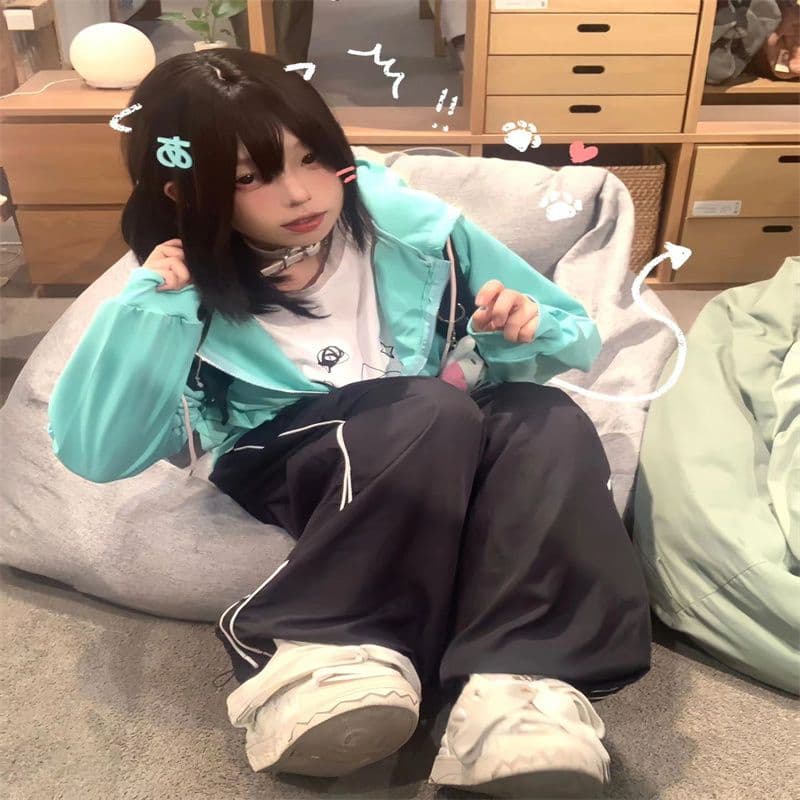 일본식 보조 요소 달콤함 고양이 귀 후드 티 스웨터 여성 루즈핏 털이 있는 가을 겨울 2026 디자인 센스 카디건 코트 상세 이미지 7