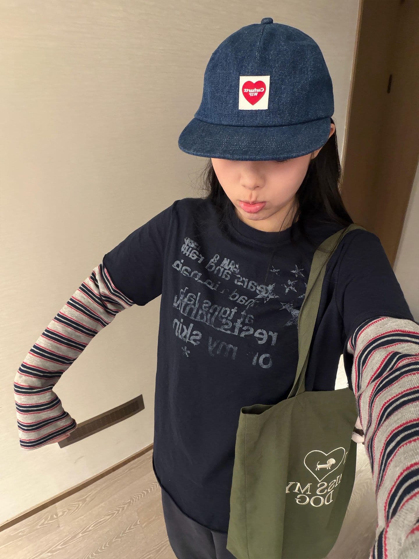 원본 솜씨 220 그램 순면 대나무 마디 긴팔 티셔츠 여성 이미지 2