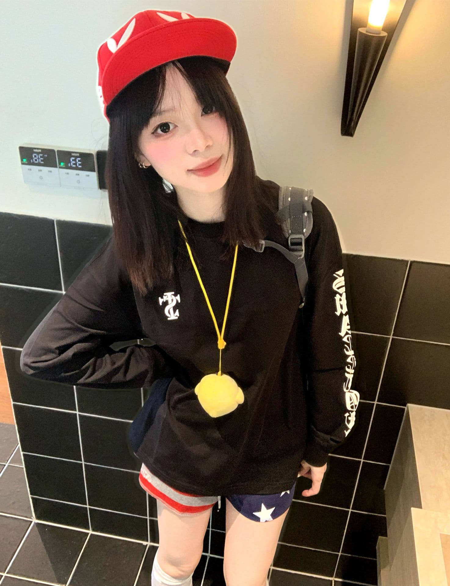 3 차원 접착제 자수 당겨서 펄프 프린트 이후 패키지 칼라 19 지점 220 그램 순면 긴팔 티셔츠 여성 이미지 2
