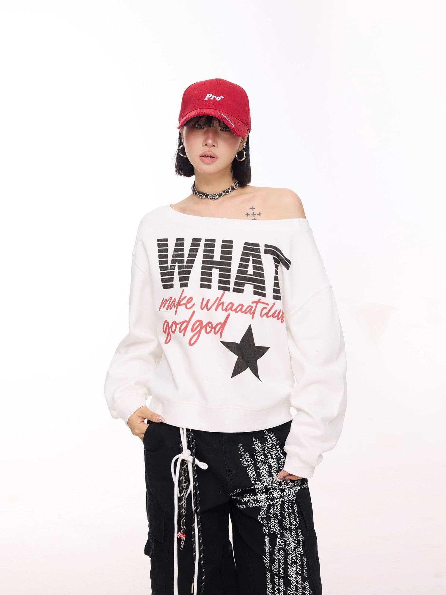 비스듬한 칼라 남자 바 면 300 그램 이후 패키지 칼라 색상 내부 및 외부 같은 색상 프린트 긴팔 루즈핏 풀오버 스웨트셔츠 여성 이미지 4