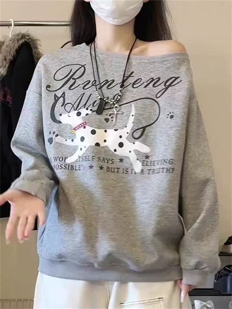 남자 바 면 300 그램 이후 패키지 칼라 색상 내부 및 외부 같은 색상 프린트 긴팔 루즈핏 풀오버 스웨트셔츠 여성