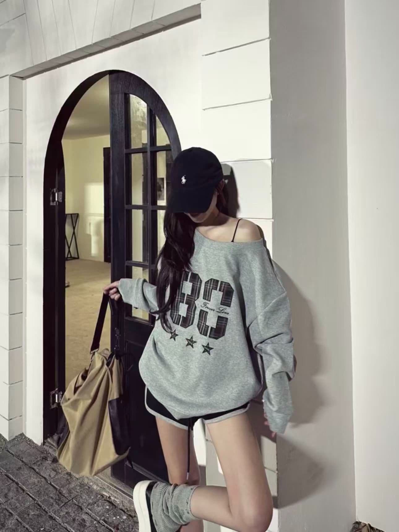 남자 바 면 300 그램 이후 패키지 칼라 색상 내부 및 외부 같은 색상 프린트 긴팔 루즈핏 풀오버 스웨트셔츠 여성