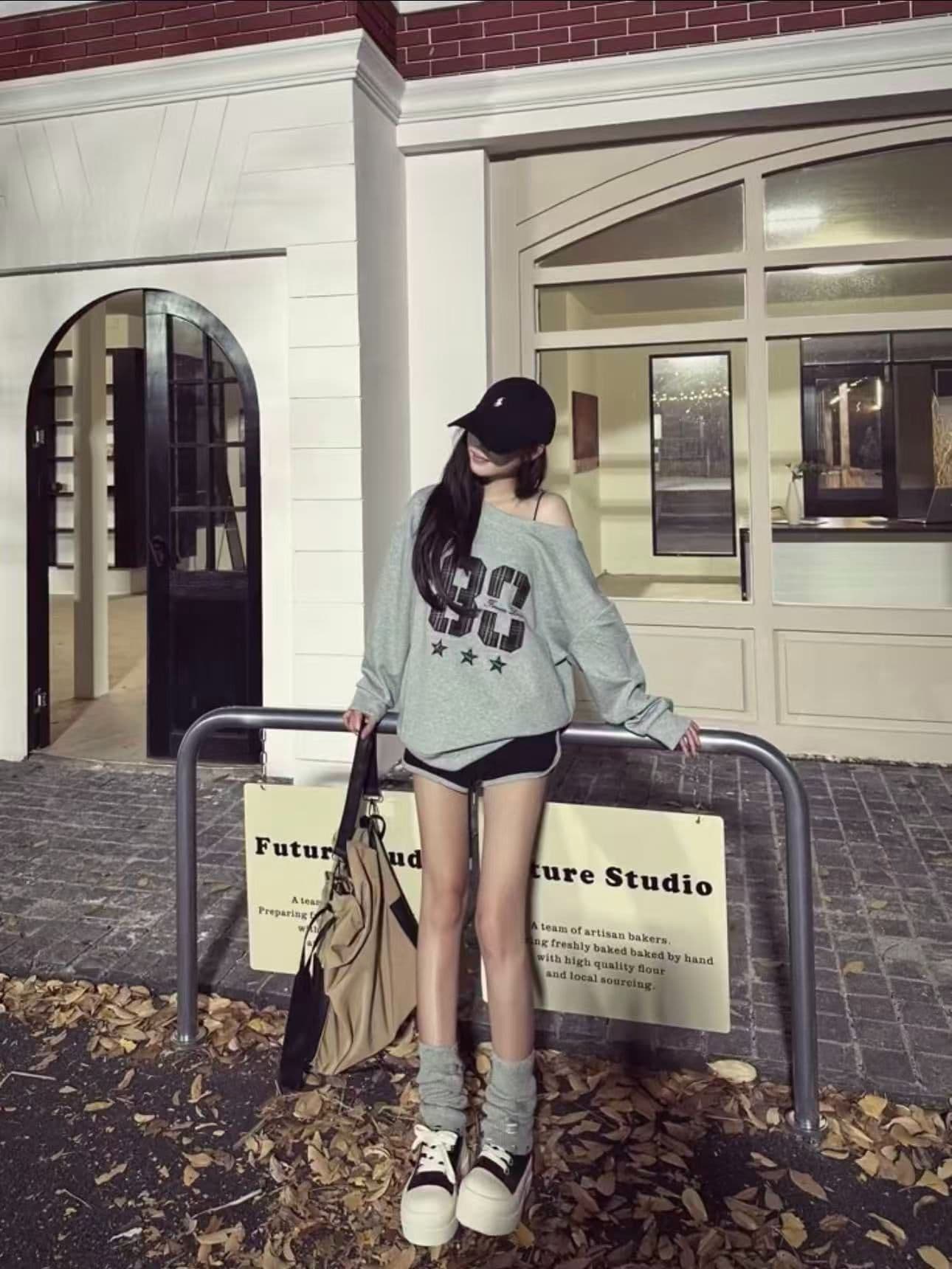 남자 바 면 300 그램 이후 패키지 칼라 색상 내부 및 외부 같은 색상 프린트 긴팔 루즈핏 풀오버 스웨트셔츠 여성 상세 이미지 3