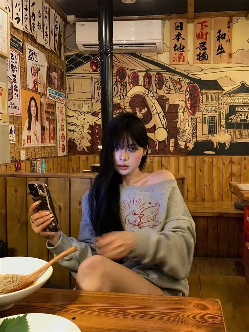 남자 바 면 300 그램 이후 패키지 칼라 색상 내부 및 외부 같은 색상 프린트 긴팔 루즈핏 풀오버 스웨트셔츠 여성 이미지 4