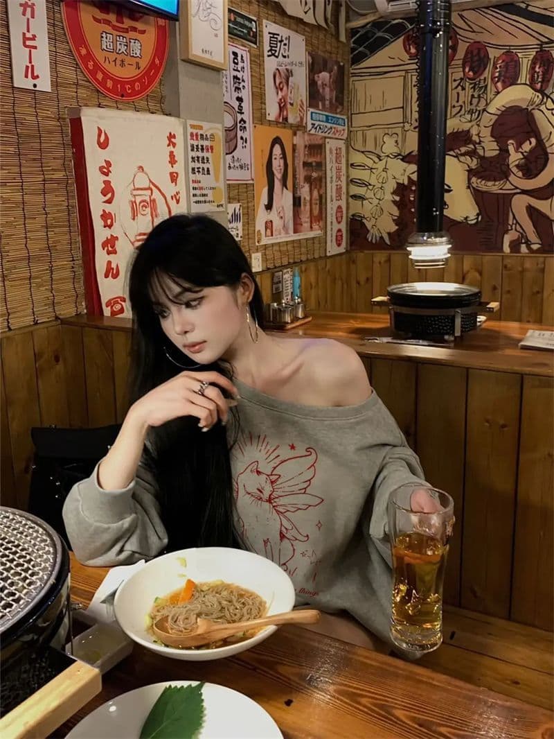 남자 바 면 300 그램 이후 패키지 칼라 색상 내부 및 외부 같은 색상 프린트 긴팔 루즈핏 풀오버 스웨트셔츠 여성 상세 이미지 3