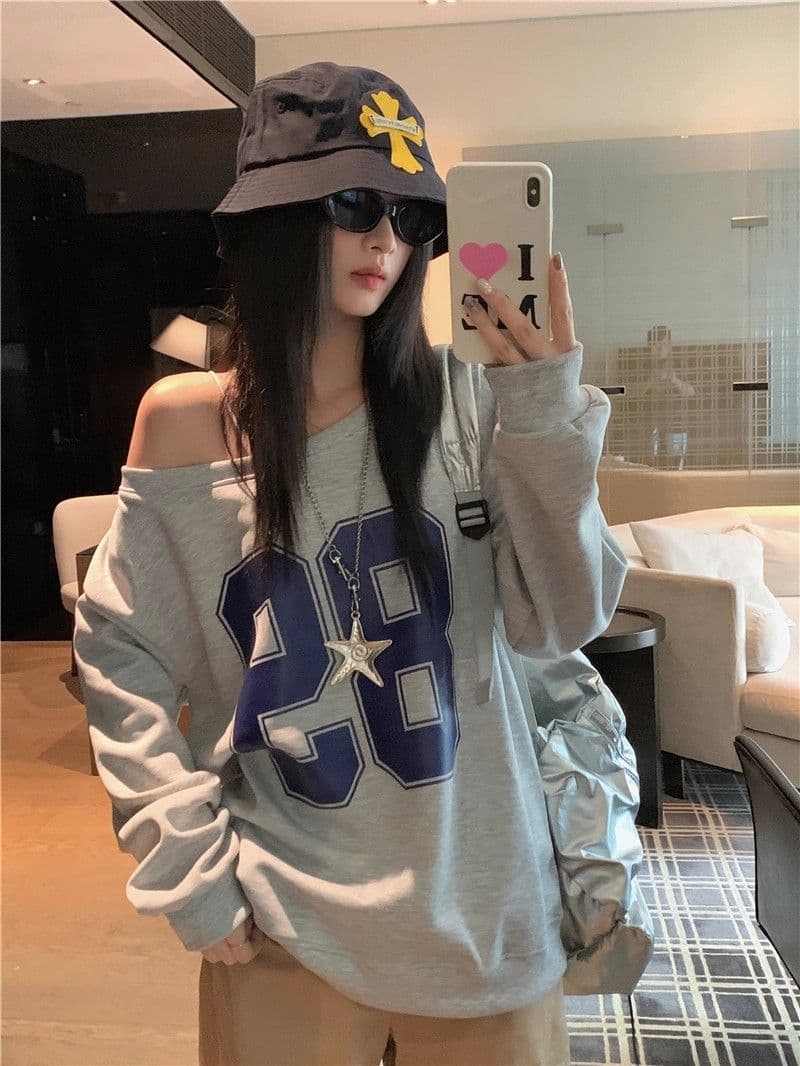 남자 바 면 300 그램 이후 패키지 칼라 색상 내부 및 외부 같은 색상 프린트 긴팔 루즈핏 풀오버 스웨트셔츠 여성 이미지 3