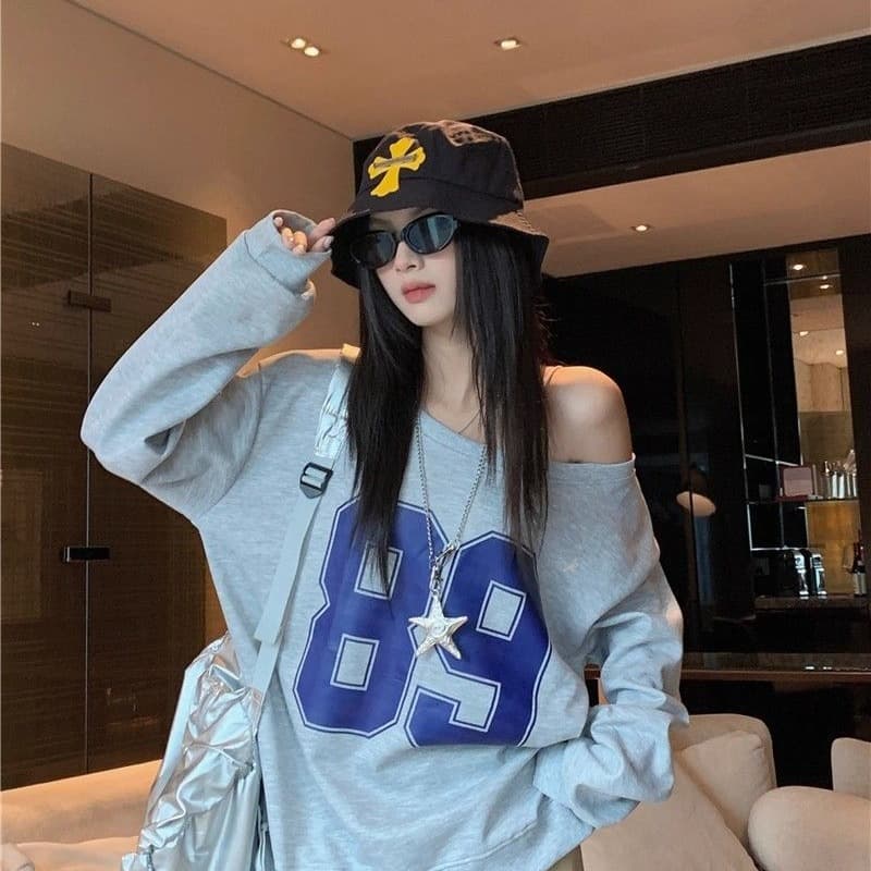 남자 바 면 300 그램 이후 패키지 칼라 색상 내부 및 외부 같은 색상 프린트 긴팔 루즈핏 풀오버 스웨트셔츠 여성 이미지 5