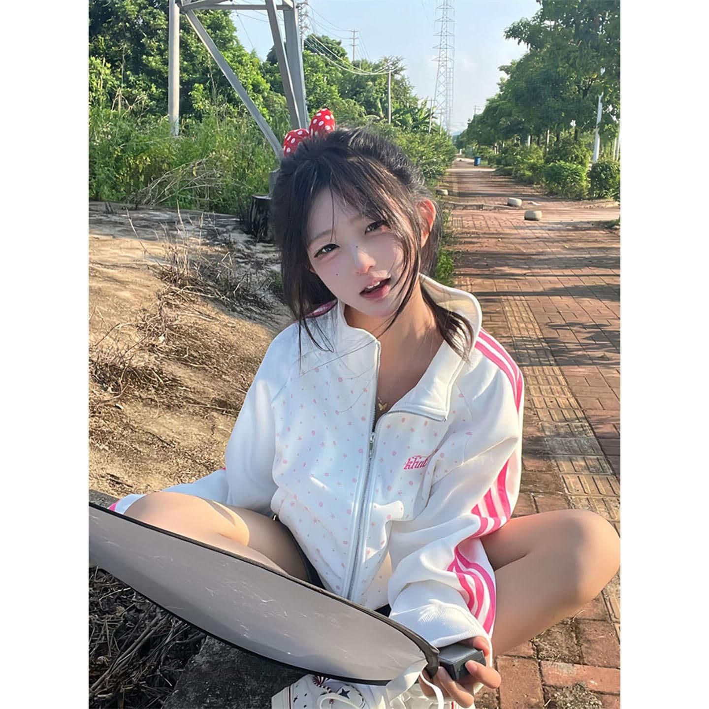 얇은 스타일 백금 지퍼 원본 천 인사이드 펌프 자수 클립 칼라 것 순수한 Mianhua 면 복합 후드티 여성 이미지 5