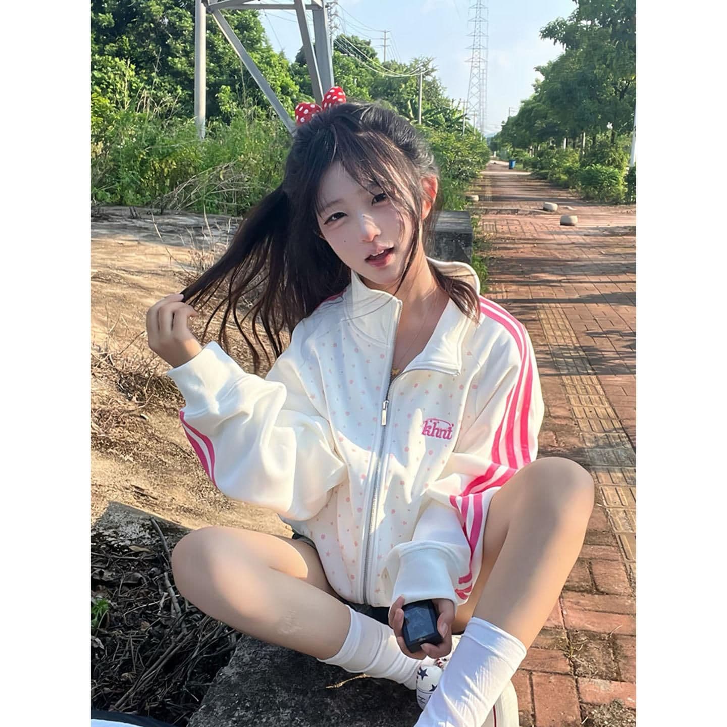 얇은 스타일 백금 지퍼 원본 천 인사이드 펌프 자수 클립 칼라 것 순수한 Mianhua 면 복합 후드티 여성 이미지 3