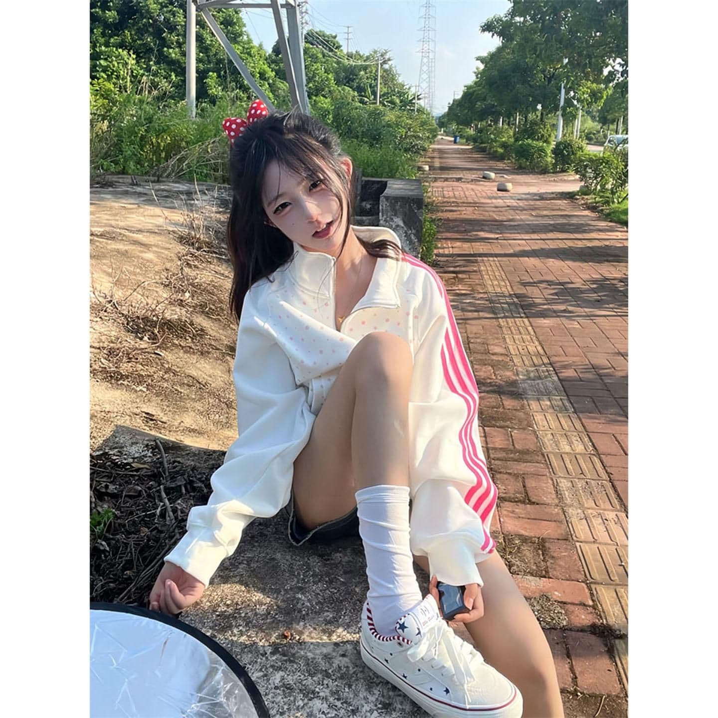 얇은 스타일 백금 지퍼 원본 천 인사이드 펌프 자수 클립 칼라 것 순수한 Mianhua 면 복합 후드티 여성 상세 이미지 2