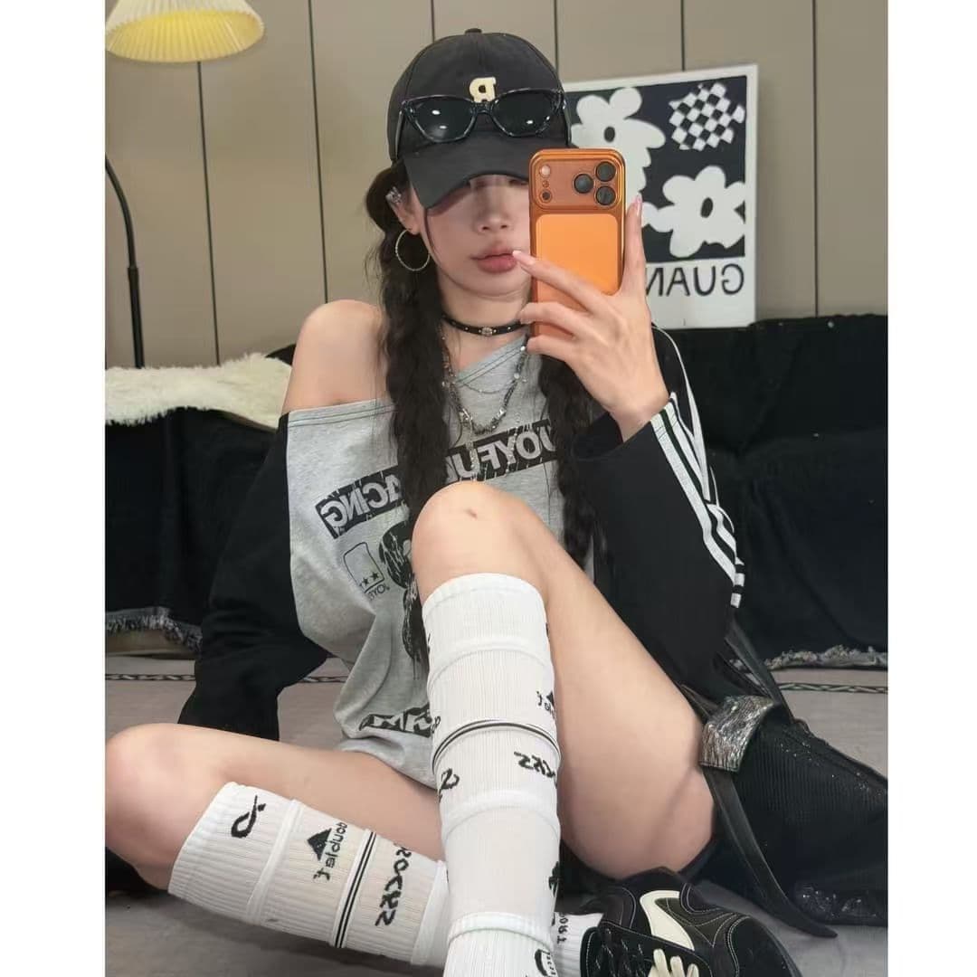 원래 가격 프린트 순면 220 그램 긴팔 여성 이미지 2