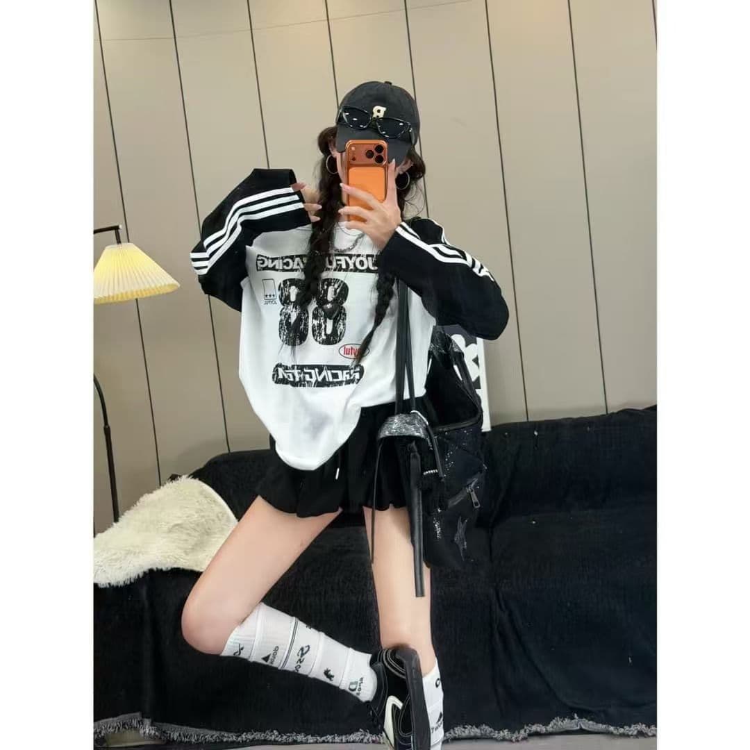 원래 가격 프린트 순면 220 그램 긴팔 여성 상세 이미지 3