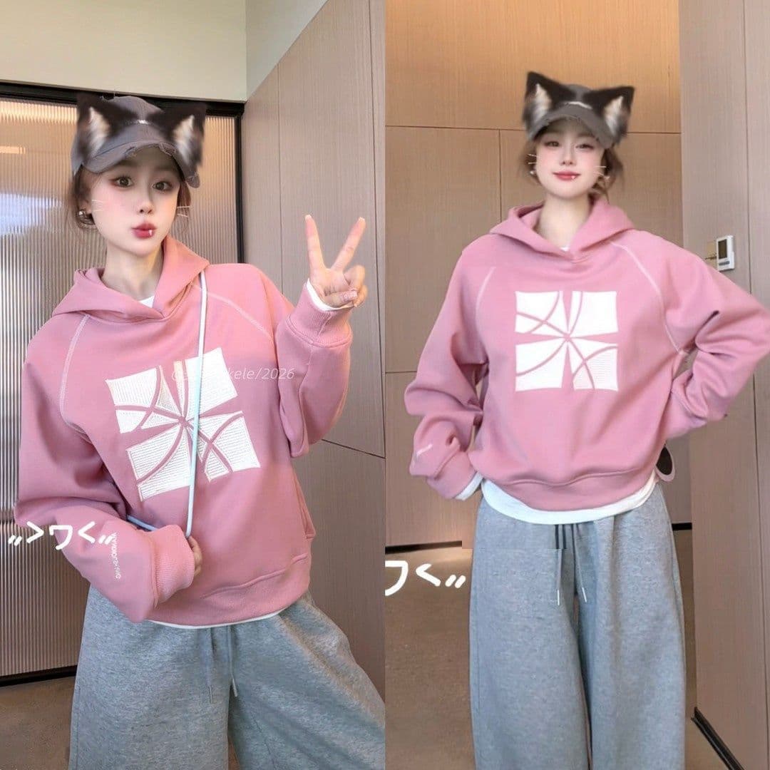 원본 솜씨 이후 패키지 칼라 명중 인터넷 자수 순수한 Mianhua 면 후드 티 스웨터 남녀 이미지 2