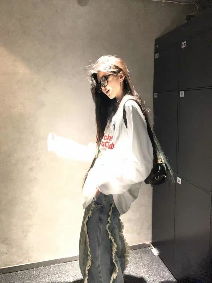 원본 운동 원단 원본 솜씨 아메리칸 스트라이프 알파벳 프린트 얼음 센스 저지 긴팔 티셔츠 남녀 가을 상세 이미지 15