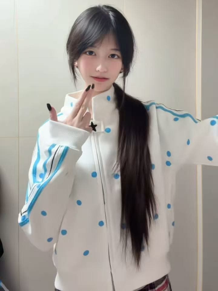 얇은 스타일 백금 지퍼 순수한 Mianhua 면 복합 아메리칸 새로운 다용도 디자인 긴팔 재킷 후드티 여성 상세 이미지 3
