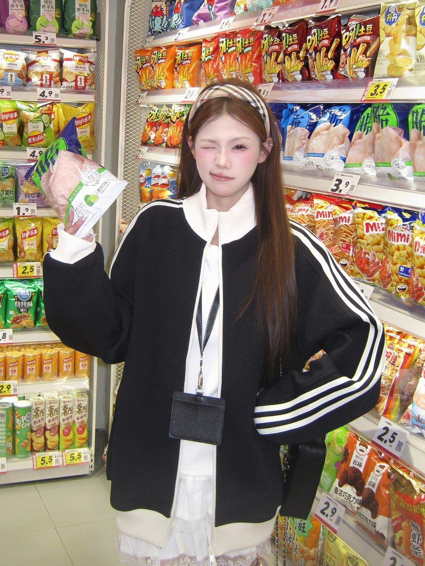 얇은 스타일 루즈핏 에디션 원본 것 맞춤 달팽이 구두 광저우 후아 남편 그리드 복합 스탠드 칼라 지퍼 후드티 이미지 2