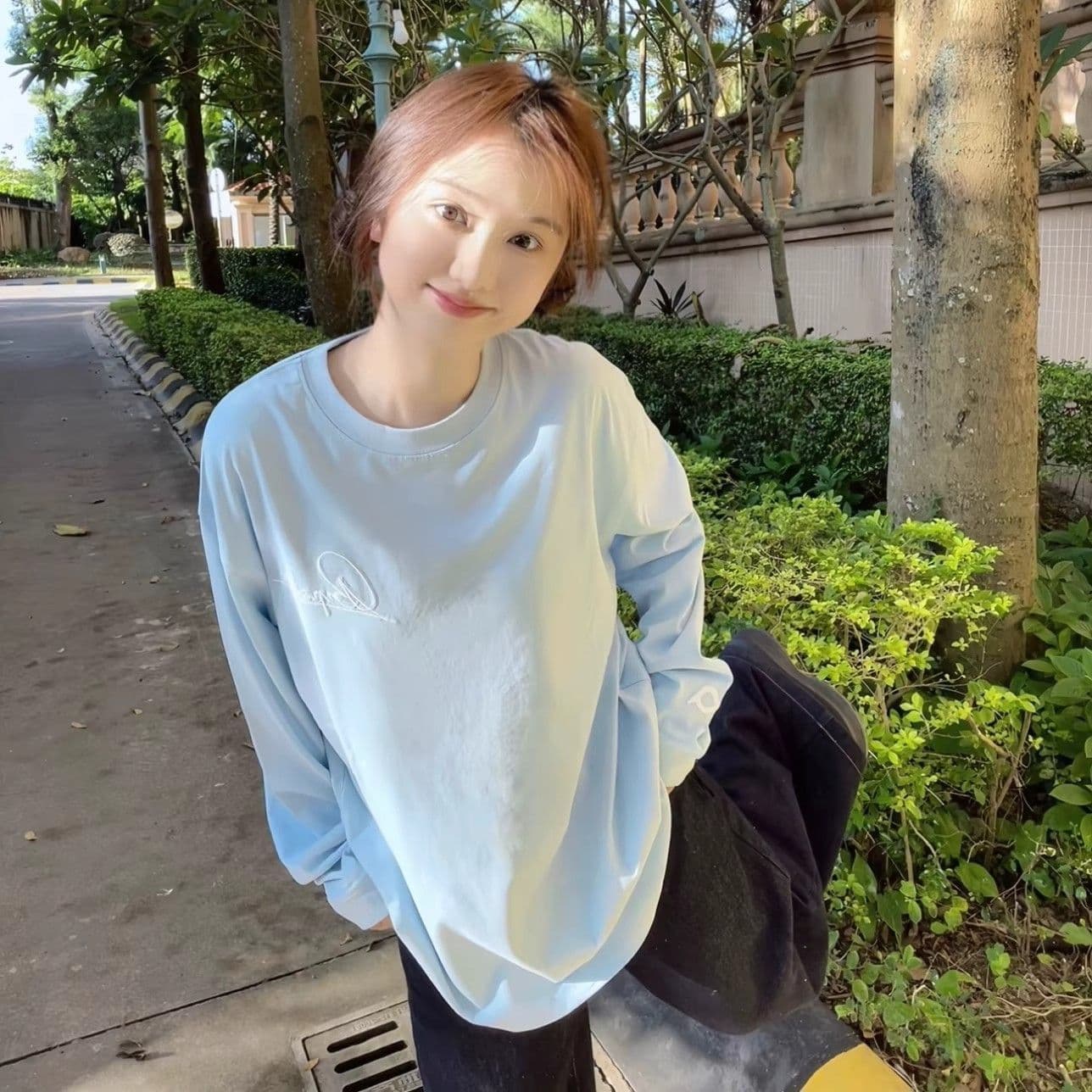 순면 220 그램 빗질하다 닫기 긴팔 티셔츠 여성 이미지 2