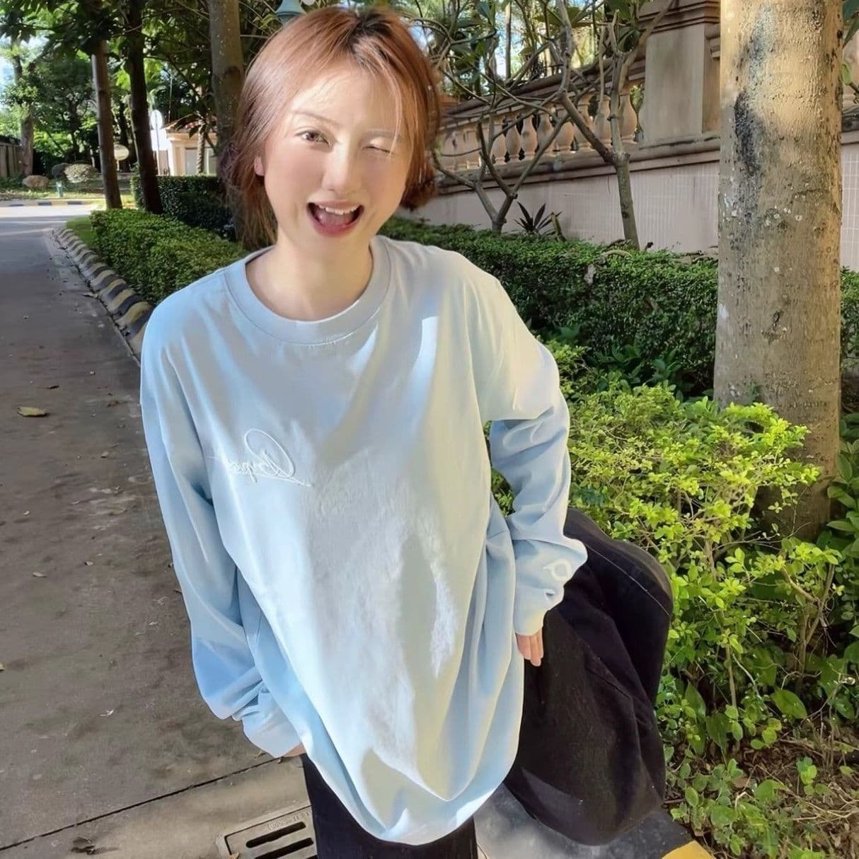 순면 220 그램 빗질하다 닫기 긴팔 티셔츠 여성 상세 이미지 2