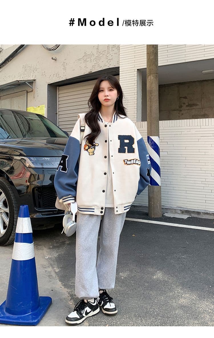 뜨거운 그림 더블 달팽이 구두 털이 있는 야구 유니폼 여성 가을 겨울 새로운 아메리칸 레트로 학생 후드티 다용도 루즈핏 상세 이미지 16