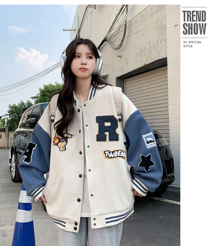 뜨거운 그림 더블 달팽이 구두 털이 있는 야구 유니폼 여성 가을 겨울 새로운 아메리칸 레트로 학생 후드티 다용도 루즈핏 상세 이미지 25