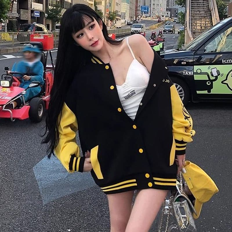 봄 가을 알파벳 프린트 아메리칸 레트로 야구 유니폼 여성 한국 스타일 새로운 루즈핏 학생 재킷 재킷 맨위 서비스 이미지 4