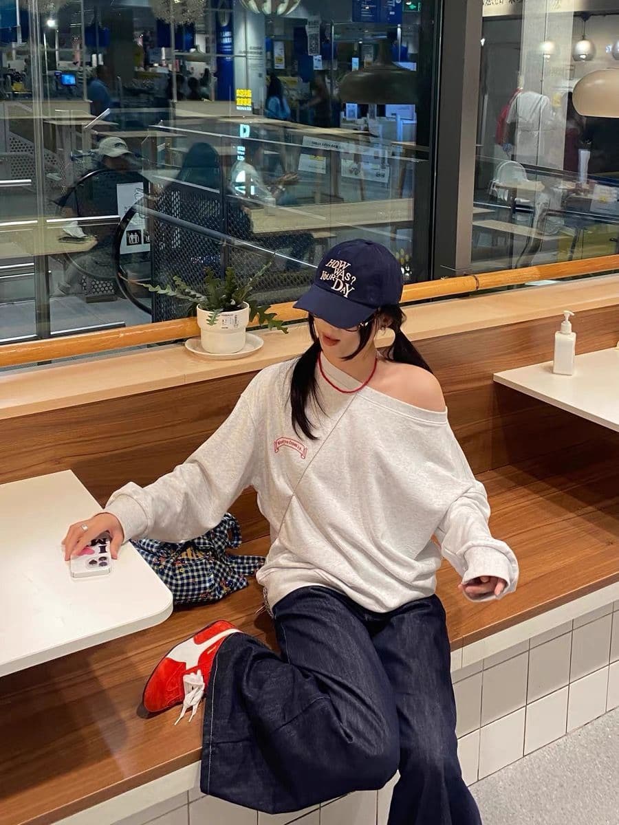 남자 바 면 300 그램 이후 패키지 칼라 색상 내부 및 외부 같은 색상 프린트 긴팔 루즈핏 풀오버 스웨트셔츠 여성 상세 이미지 2