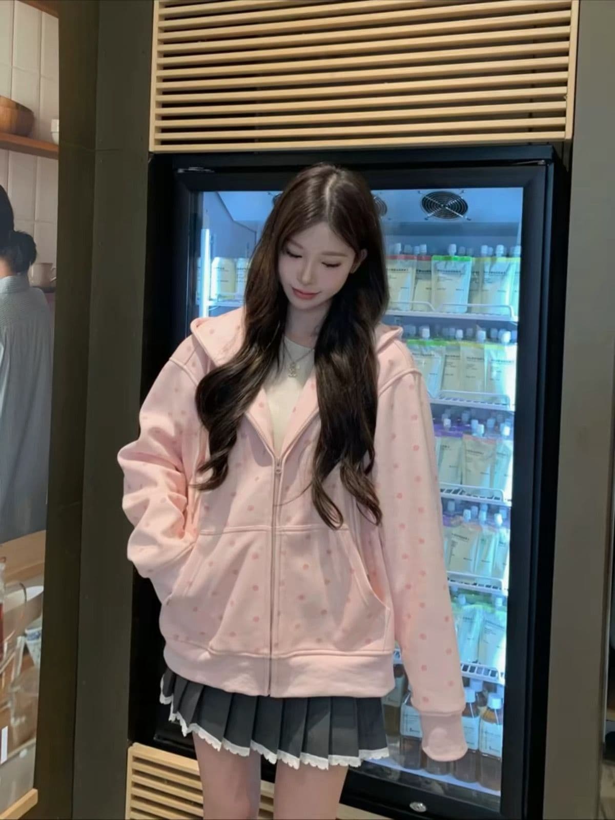 얇은 스타일 털이 있는 원본 인사이드 그리기 부형제 순수한 Mianhua 면 복합 후드티 여성 상세 이미지 3