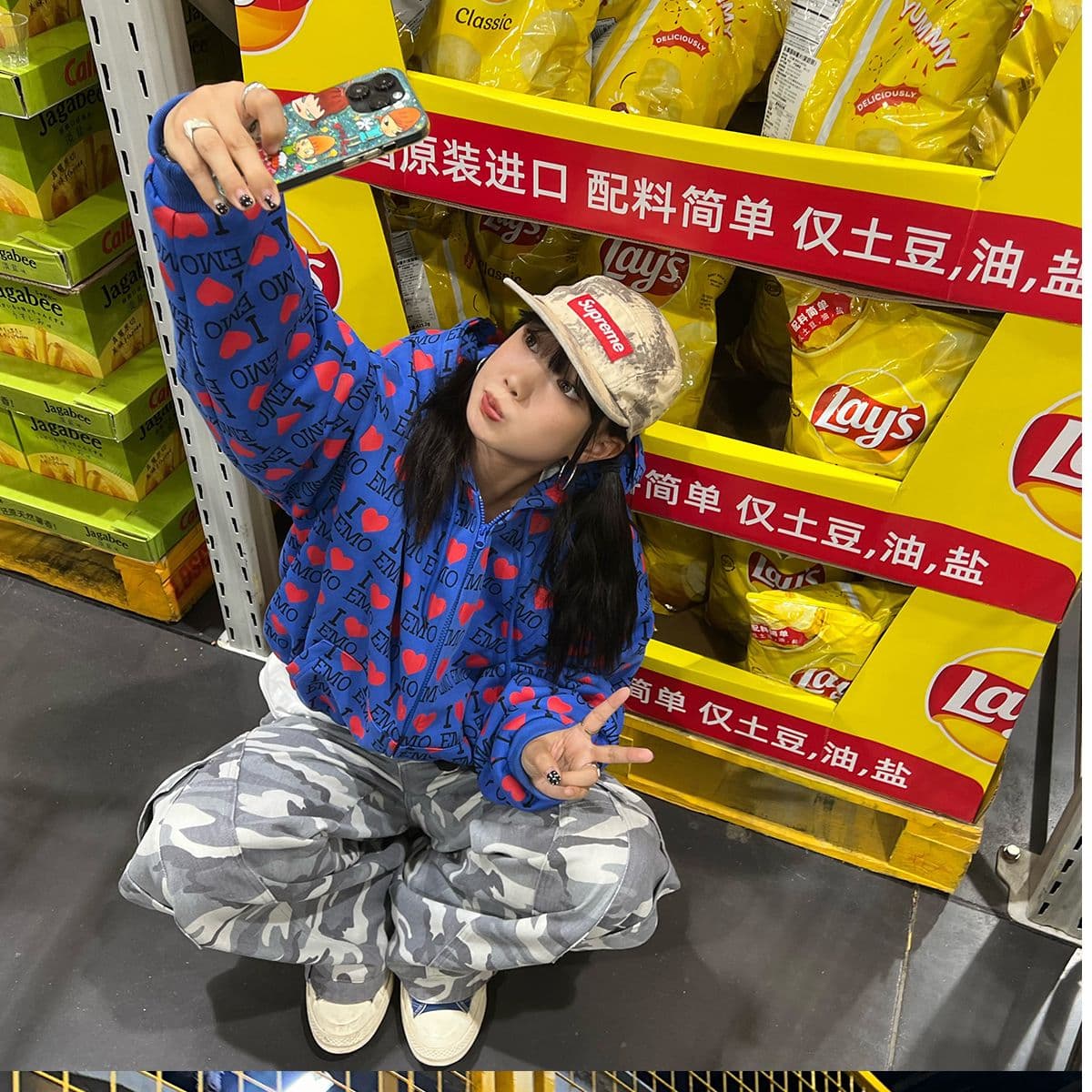 320g 모방 Mianhua 면 원단 아메리칸 레트로 알파벳 하트 후드 티 스웨터 카디건 코트 남녀 커플 가을
