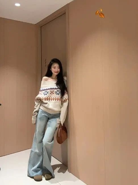아메리칸 공정한 섬 fitcheck 자카드 루즈핏 니트 스웨터 스웨터 남녀 가을 겨울철 디자인 센스 맨위 긴팔 이미지 4