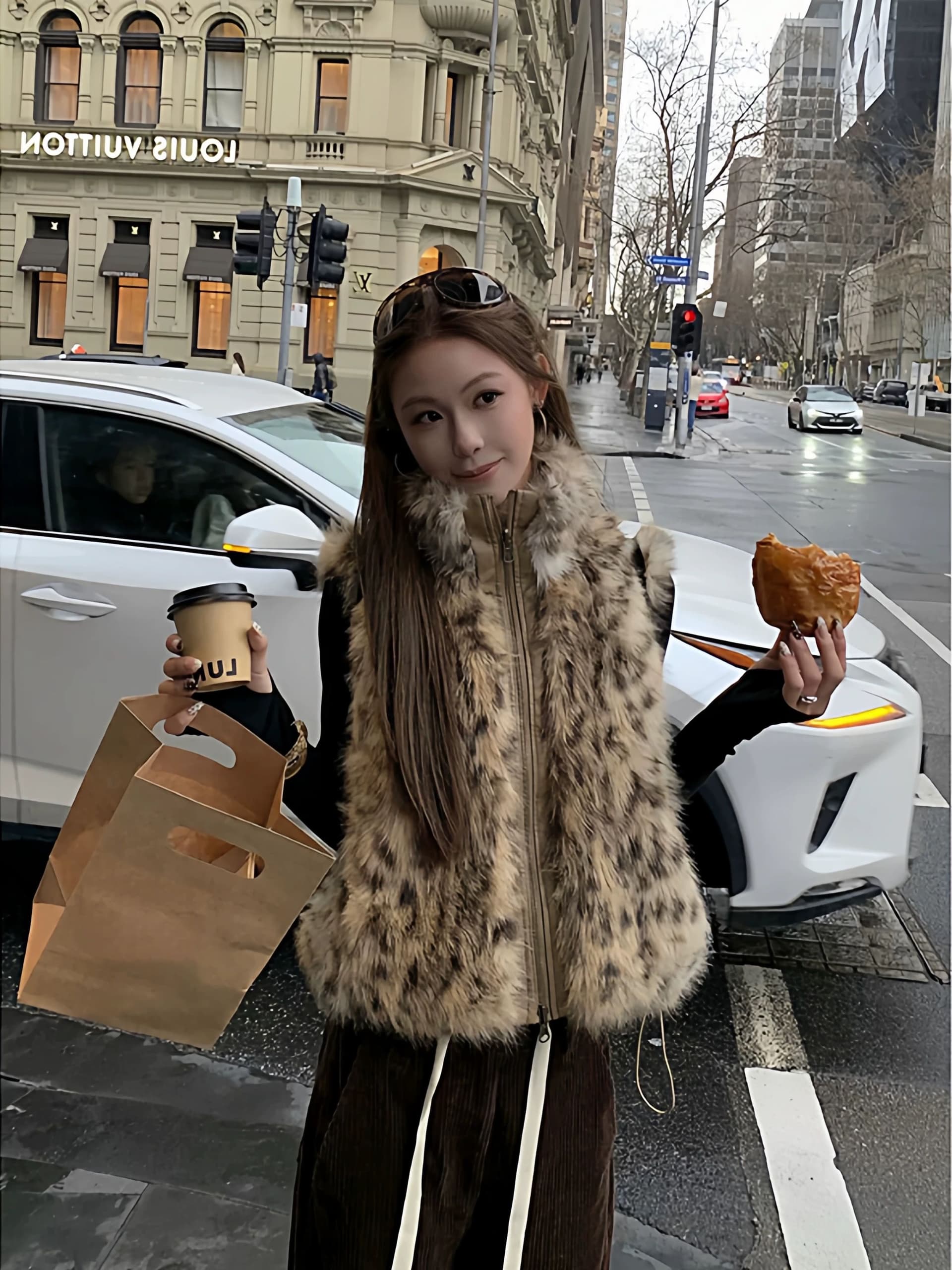 두꺼운 원단 있음 네리 다용도 양면 착용 레오파드 무늬 플리스 조끼 여자 가을 겨울철 분위기 센스 모피 재킷 상세 이미지 3