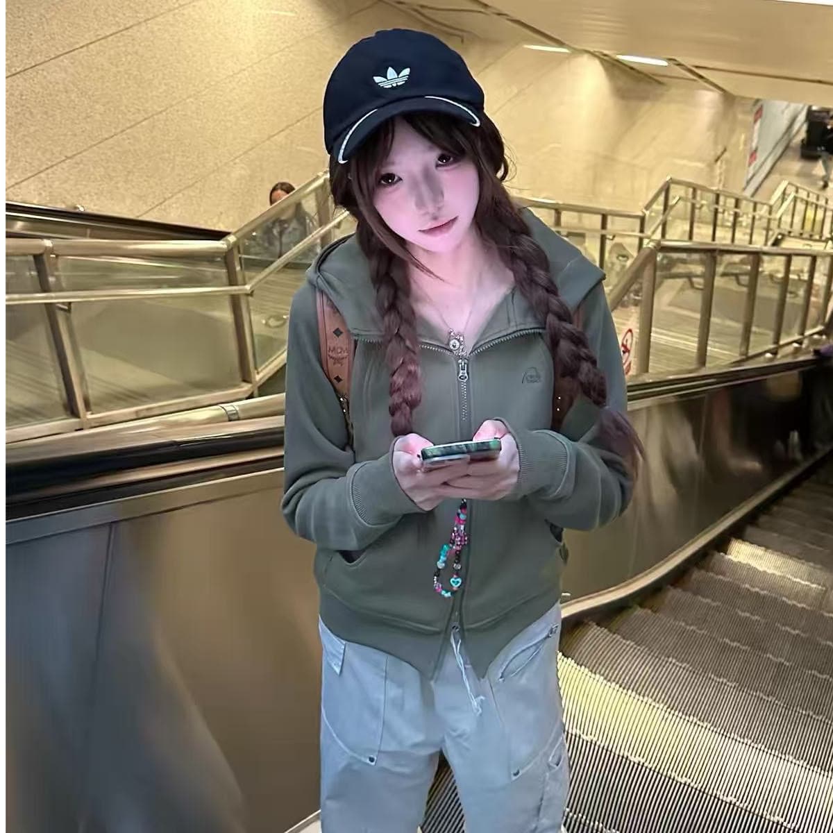 한 부서 착용 가져 가라. 패치워크 지퍼 후드티 상세 이미지 3