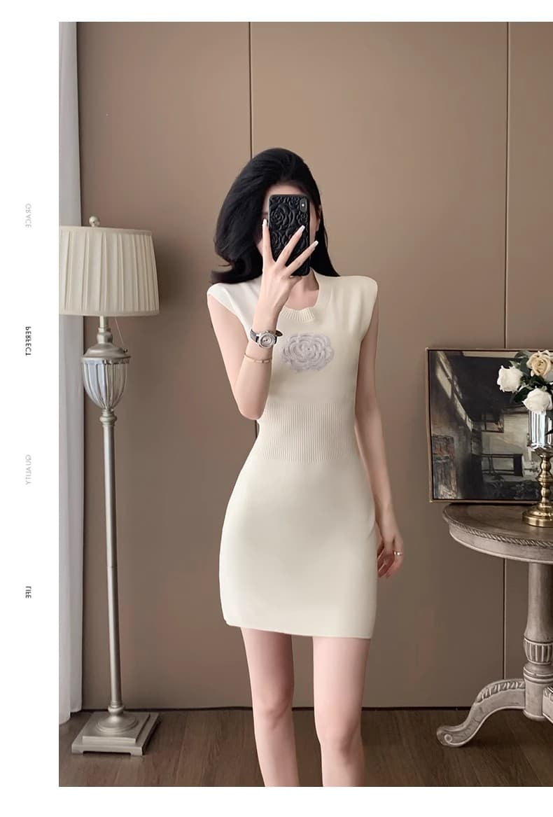 프랑스식 패션 니트 여성 드레스 여름 새로운 고급 센스 품격 허리 수축 슬림해 보이는 동백 나무 타이트 스커트 치마 상세 이미지 12