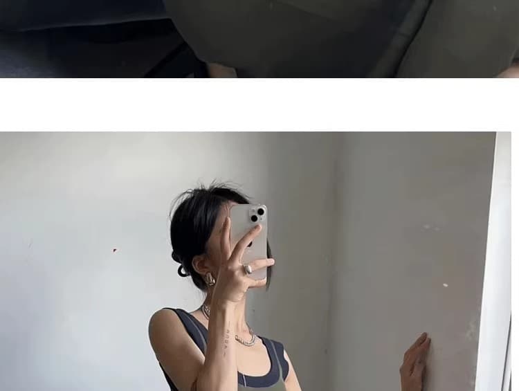 패치워크 색상 니트 민소매 조끼 원피스 새로운 디자인 센스 작은 대중 품격 레트로 u 칼라 슬립 무릎 아래 롱 스커트 상세 이미지 8