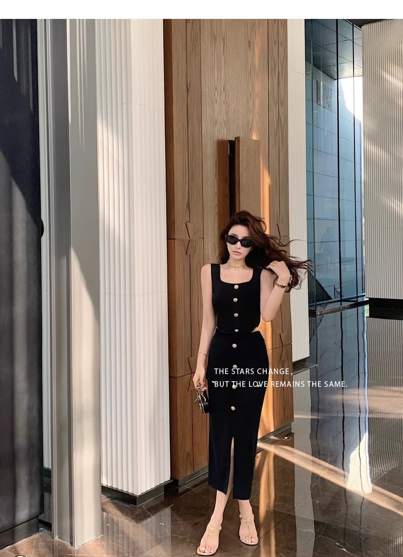 lilylikes 矜贵 세트 비싼 슬림해 보이는 손 솔기 금속 버클 조끼 트임 반 스커트 시리즈 세트 상세 이미지 29