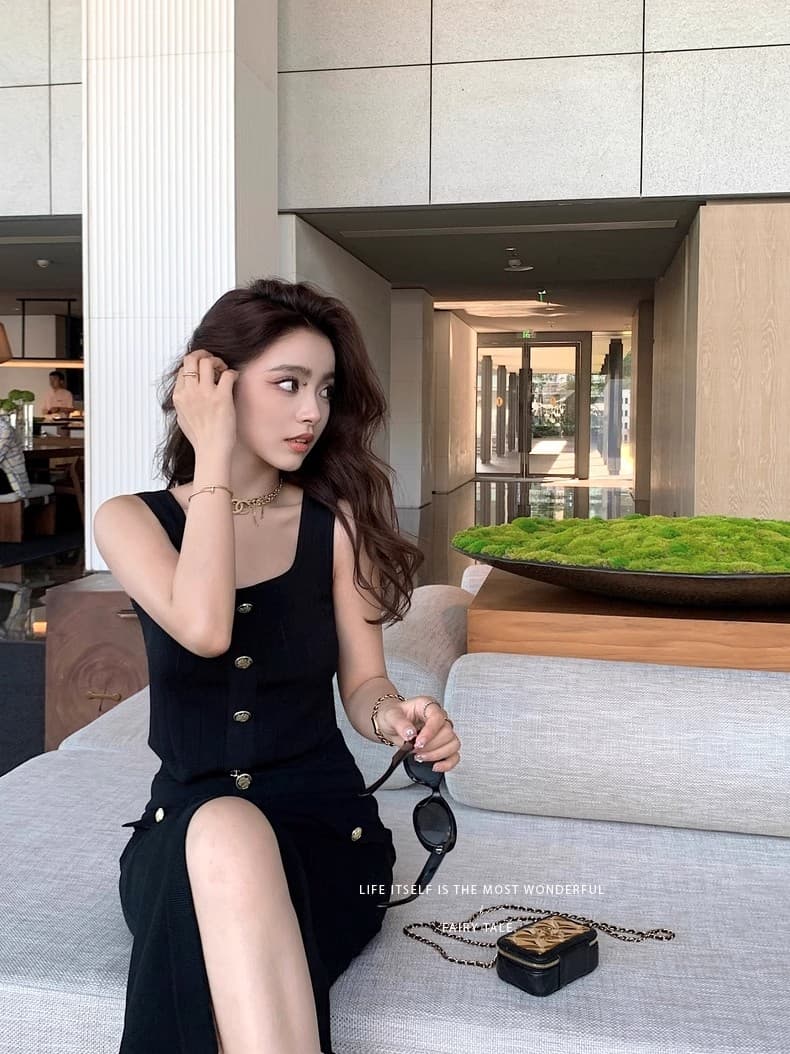 lilylikes 矜贵 세트 비싼 슬림해 보이는 손 솔기 금속 버클 조끼 트임 반 스커트 시리즈 세트 상세 이미지 32