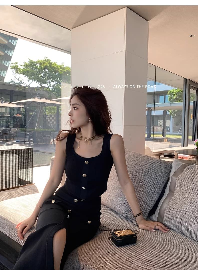 lilylikes 矜贵 세트 비싼 슬림해 보이는 손 솔기 금속 버클 조끼 트임 반 스커트 시리즈 세트 상세 이미지 40