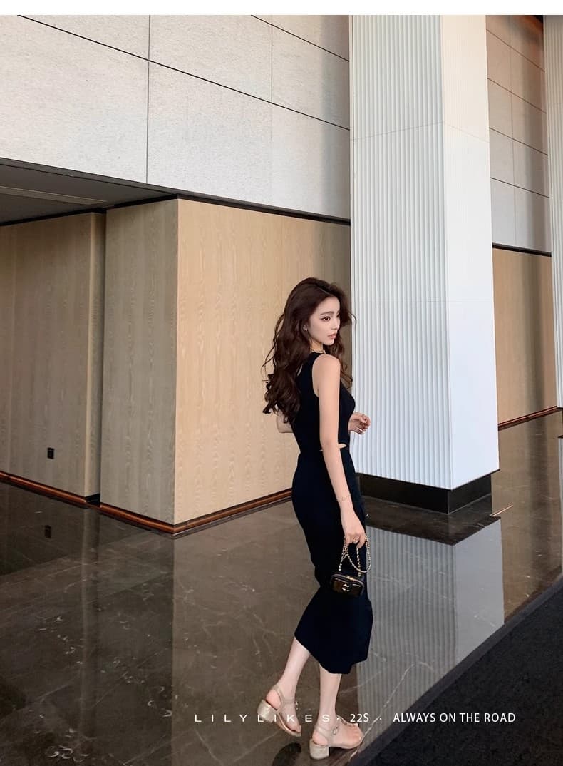 lilylikes 矜贵 세트 비싼 슬림해 보이는 손 솔기 금속 버클 조끼 트임 반 스커트 시리즈 세트 상세 이미지 47