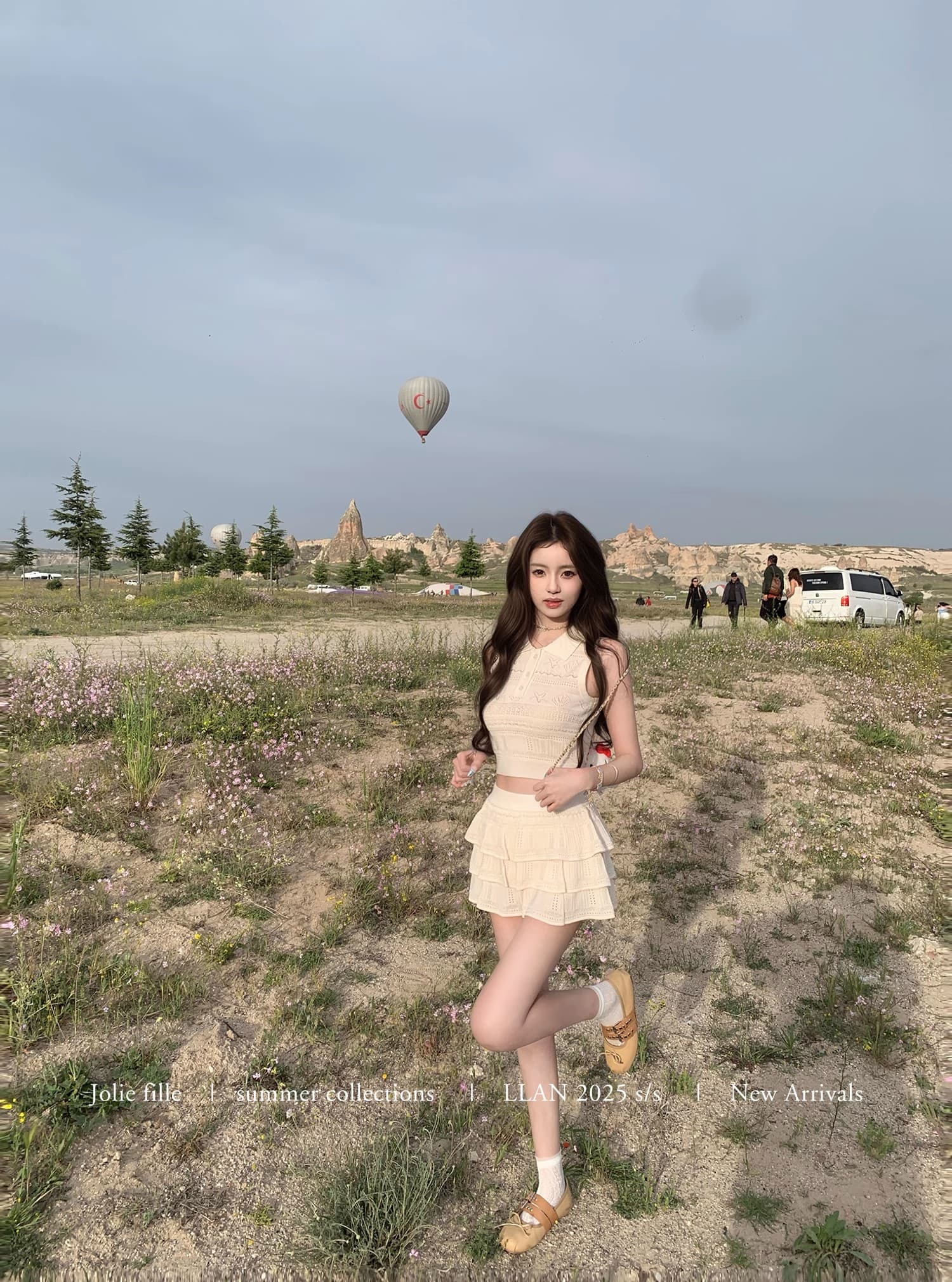 프랑스식 화이트 홀로우 아웃 자수 POLO 칼라 민소매 니트 조끼 미니 스커트 두 조각 여성 세트 여름 다용도 품격 세트 상세 이미지 26