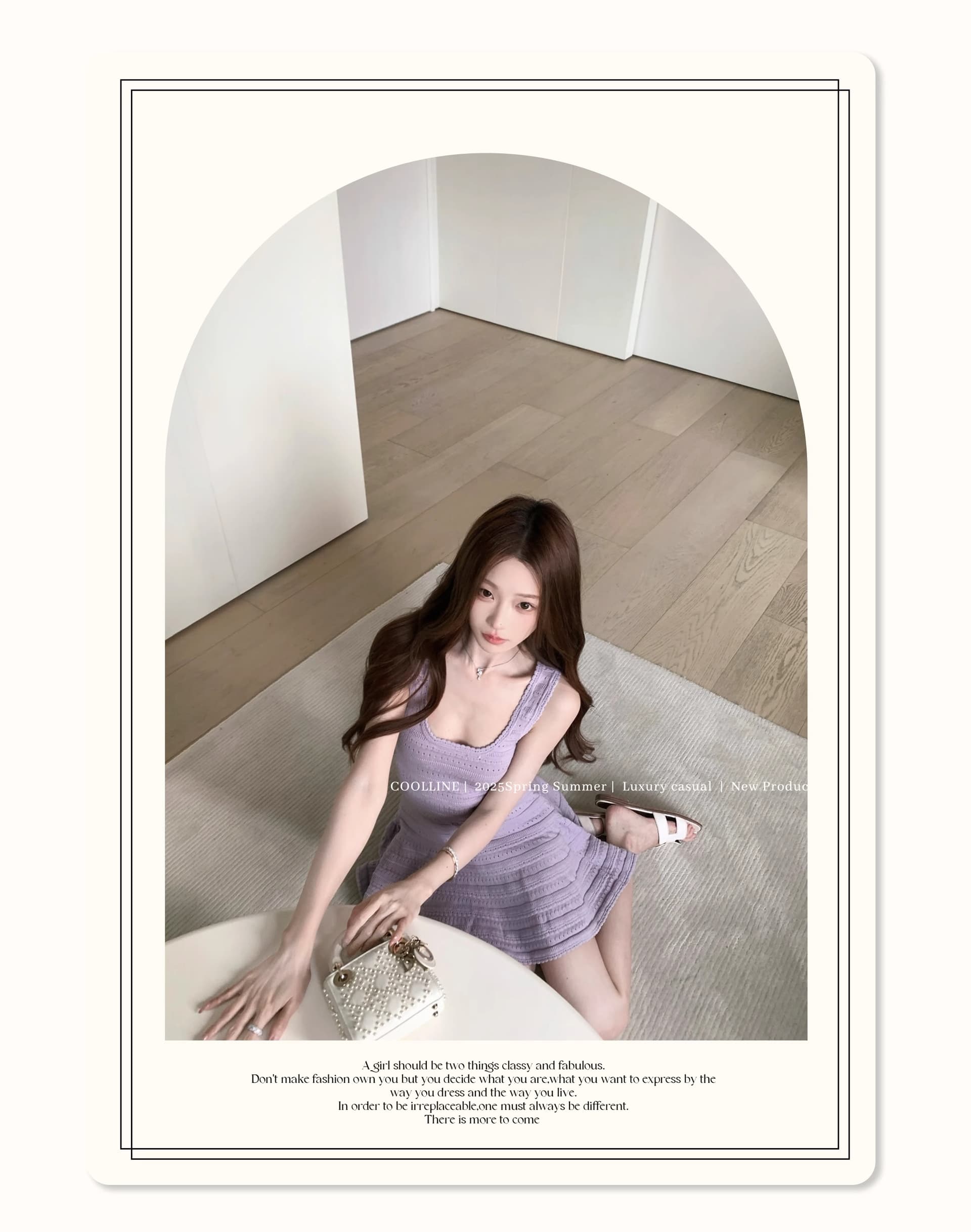 coolline 숲 희 차가운 아름다움 분위기 센스 캐치 부서 라벤더 보라색 여성 드레스 디스플레이 화이트 허리 수축 미니 스커트 상세 이미지 2