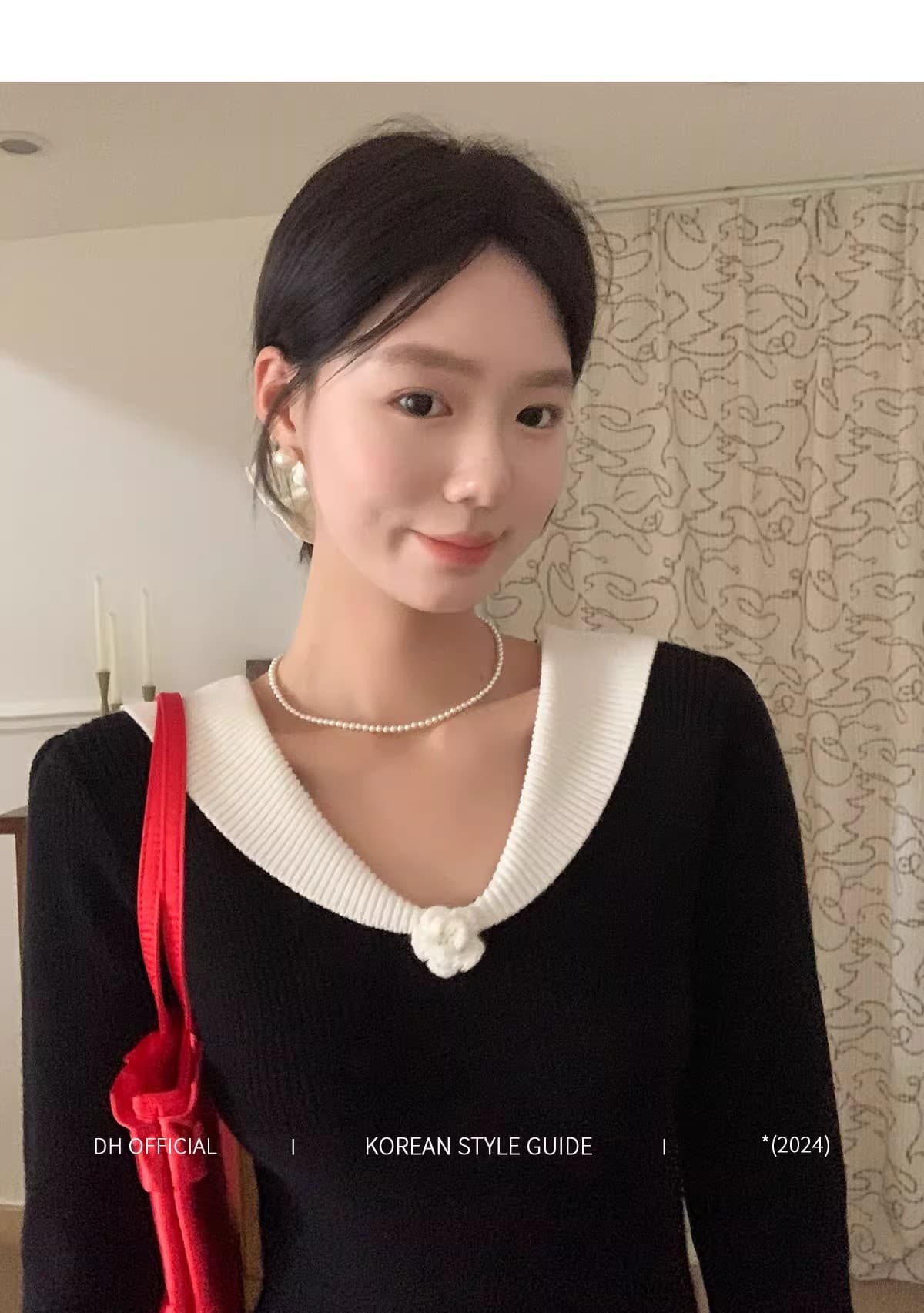 2026 가을 겨울 프랑스식 우아함 검정색 V넥 니트 드레스 고급 센스 품격 허리 수축 슬림해 보이는 롱 스커트 아이들 상세 이미지 21